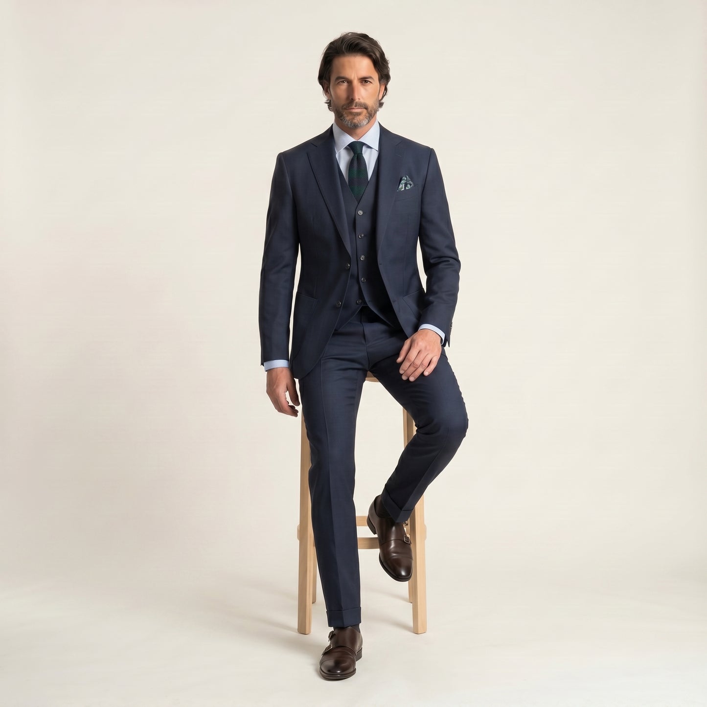 Notch Lapel, Navy Suit 2pcs, Super 130'S Fratelli Tallia di Delfino