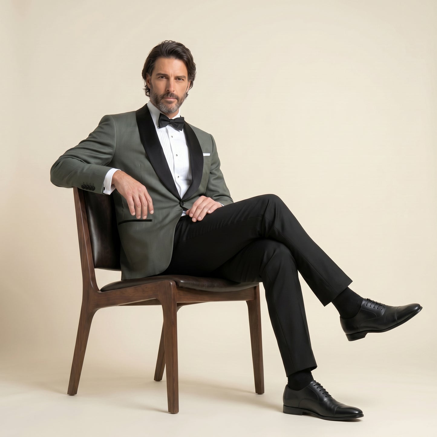 Shawl Satin Lapel, Grey, Tuxedo Jacket, Pure Wool Super 110's, Reda