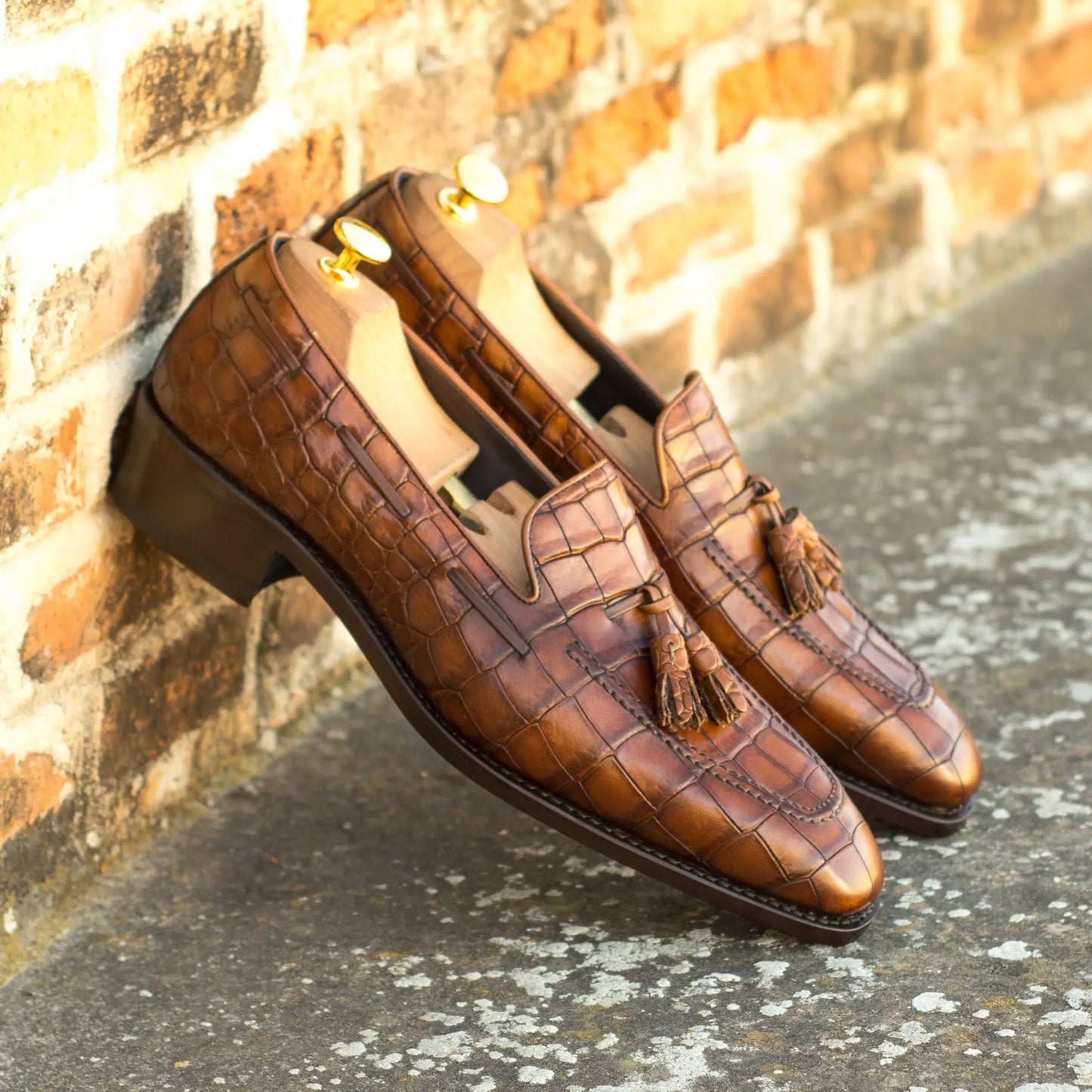Leather Croc-Effect Loafer Belgravia │ Brown & Tassels