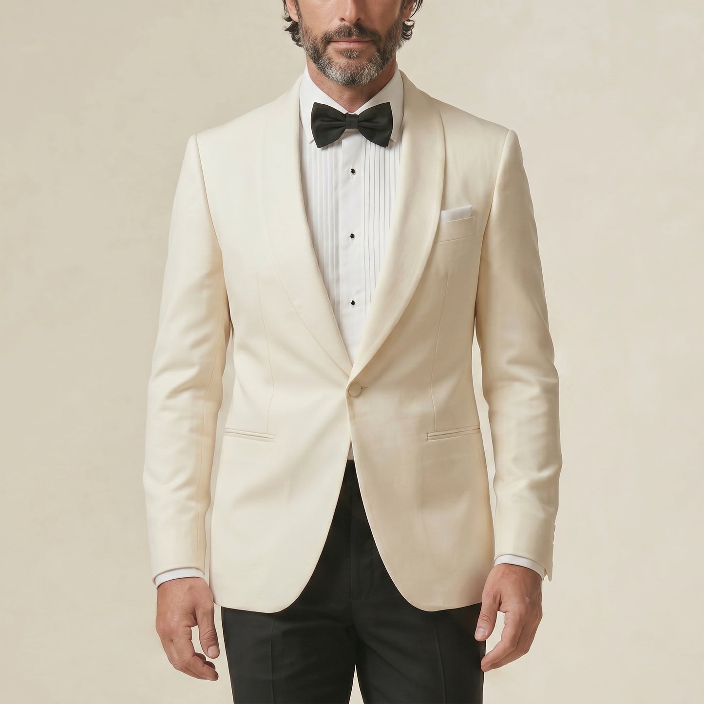 Shawl Lapel, Off white, Tuxedo Dinner Jacket, Pure Wool, Zignone