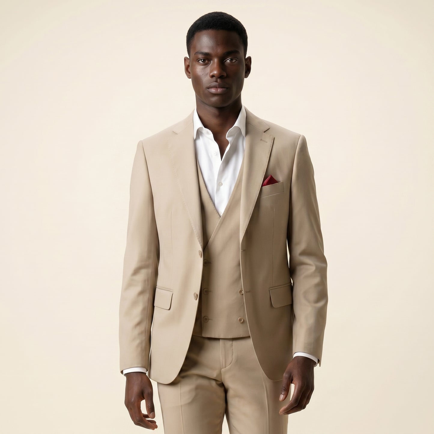 Notch Lapel, 2 pcs Suit, Beige, Pure Wool, Vitale Barberis