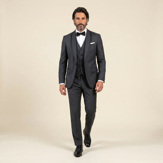 Shawl Lapel, Dark Grey, Tuxedo 2pcs, Pure Wool, Super 110's, Reda