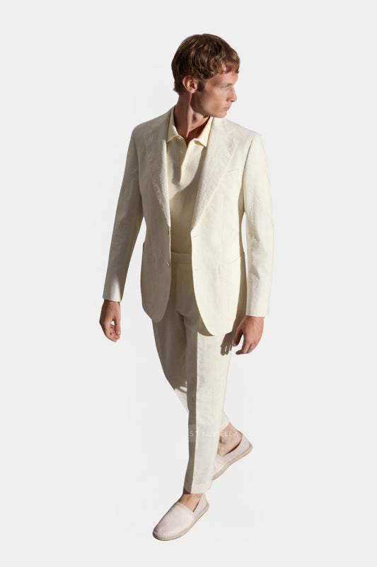 Notch Lapel, White, Expedition Suit, Stylbiella