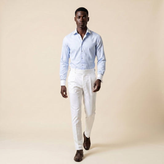 Shirt, Light Blue Twill, Pure Cotton