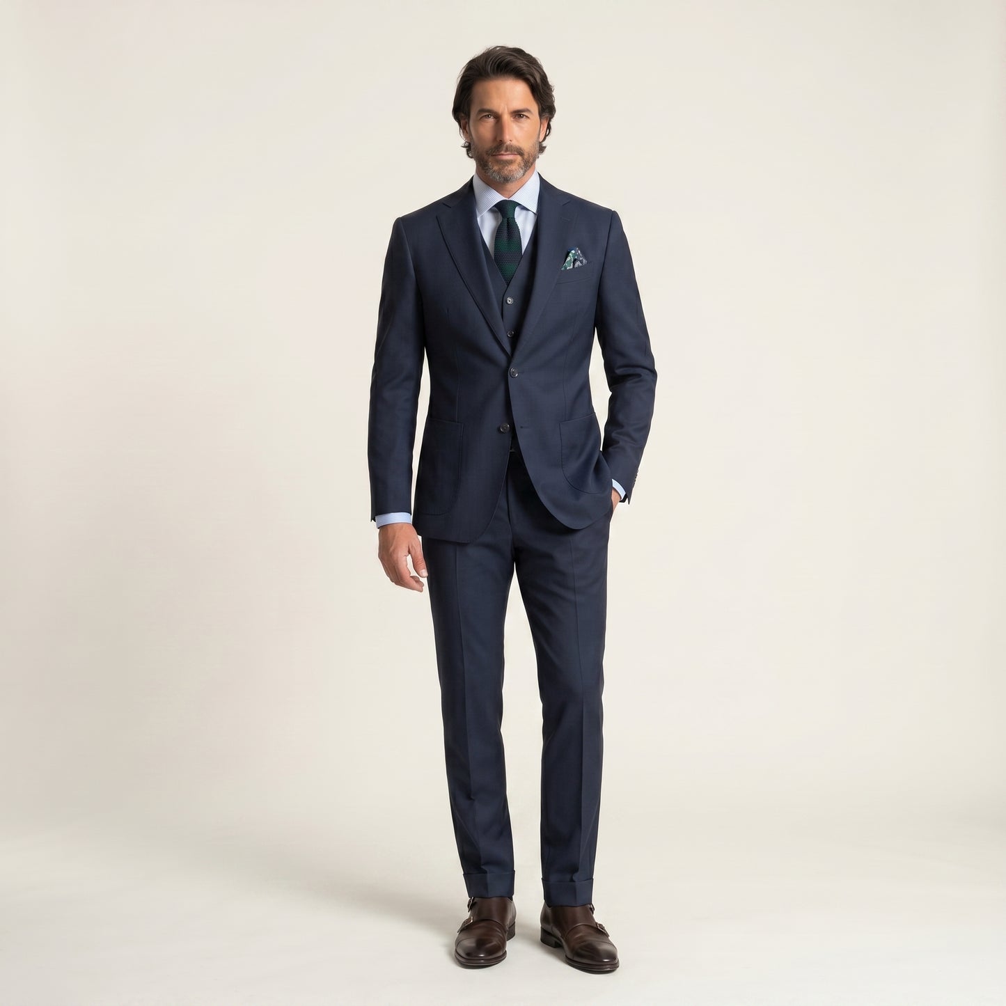 Notch Lapel, Navy Suit 2pcs, Super 130'S Fratelli Tallia di Delfino