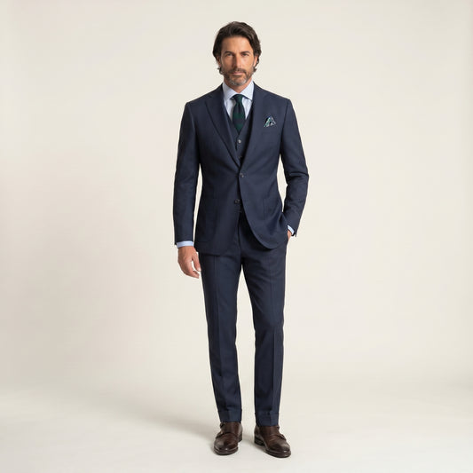 Notch Lapel, Navy Suit 2pcs, Super 130'S Fratelli Tallia di Delfino