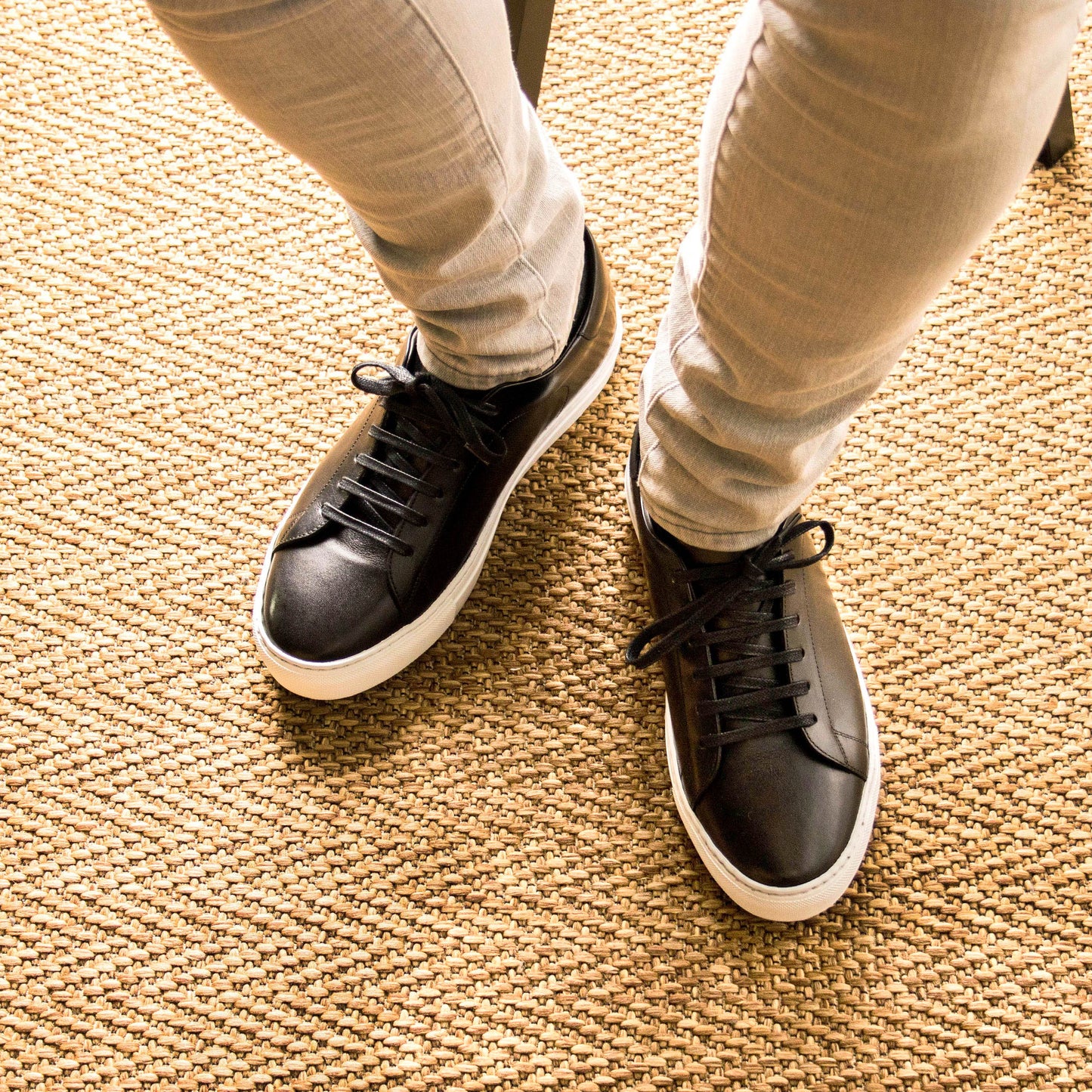Leather Trainer │ Black Painted Calf - White Sole
