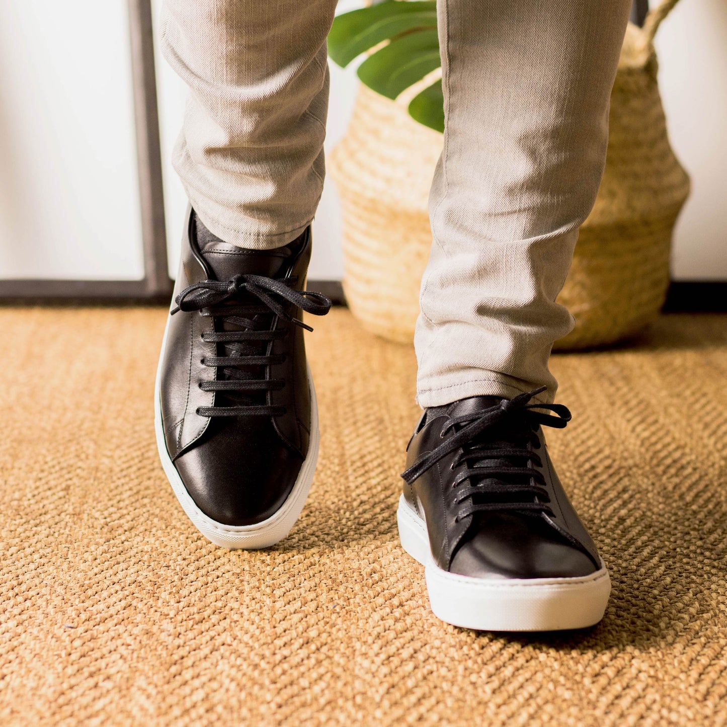 Leather Trainer │ Black Painted Calf - White Sole