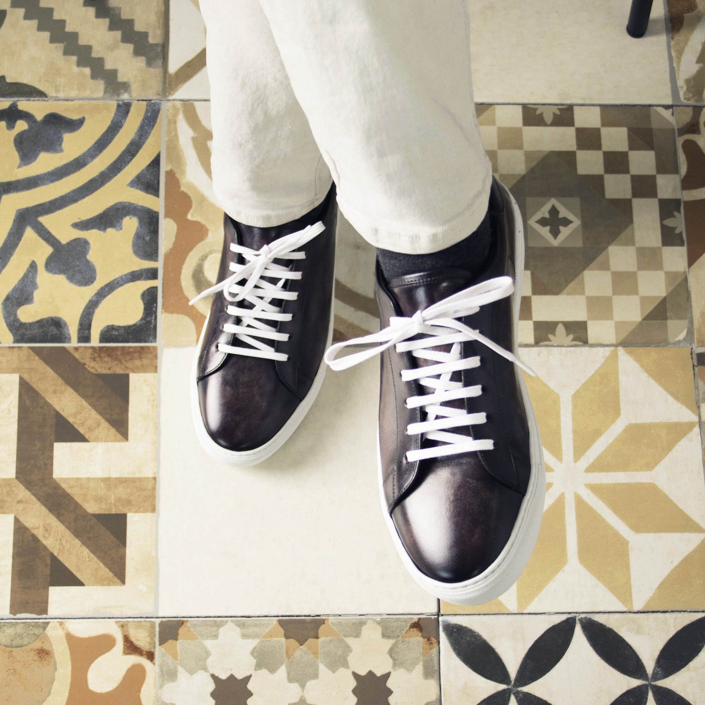 Leather Trainer │ Aubergine Patina