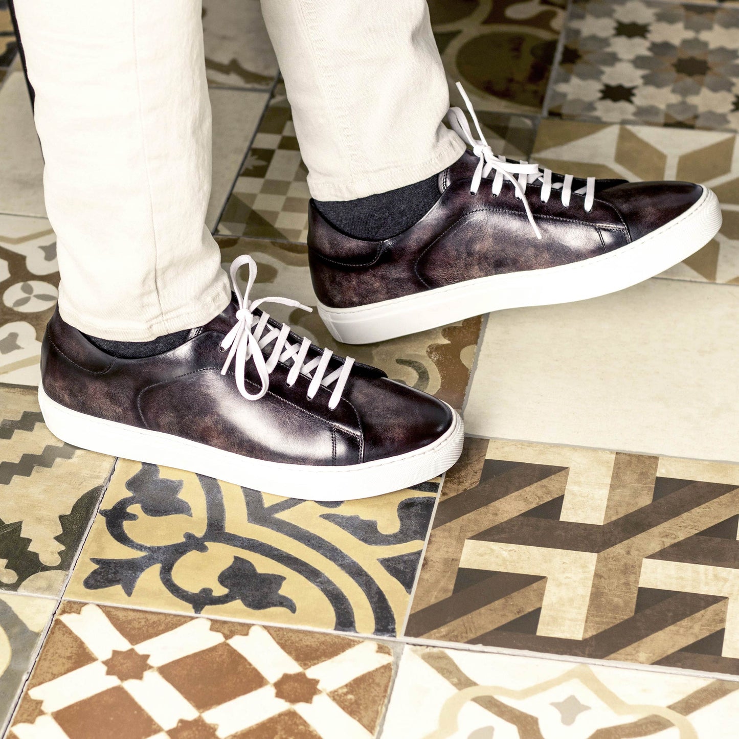Leather Trainer │ Aubergine Patina