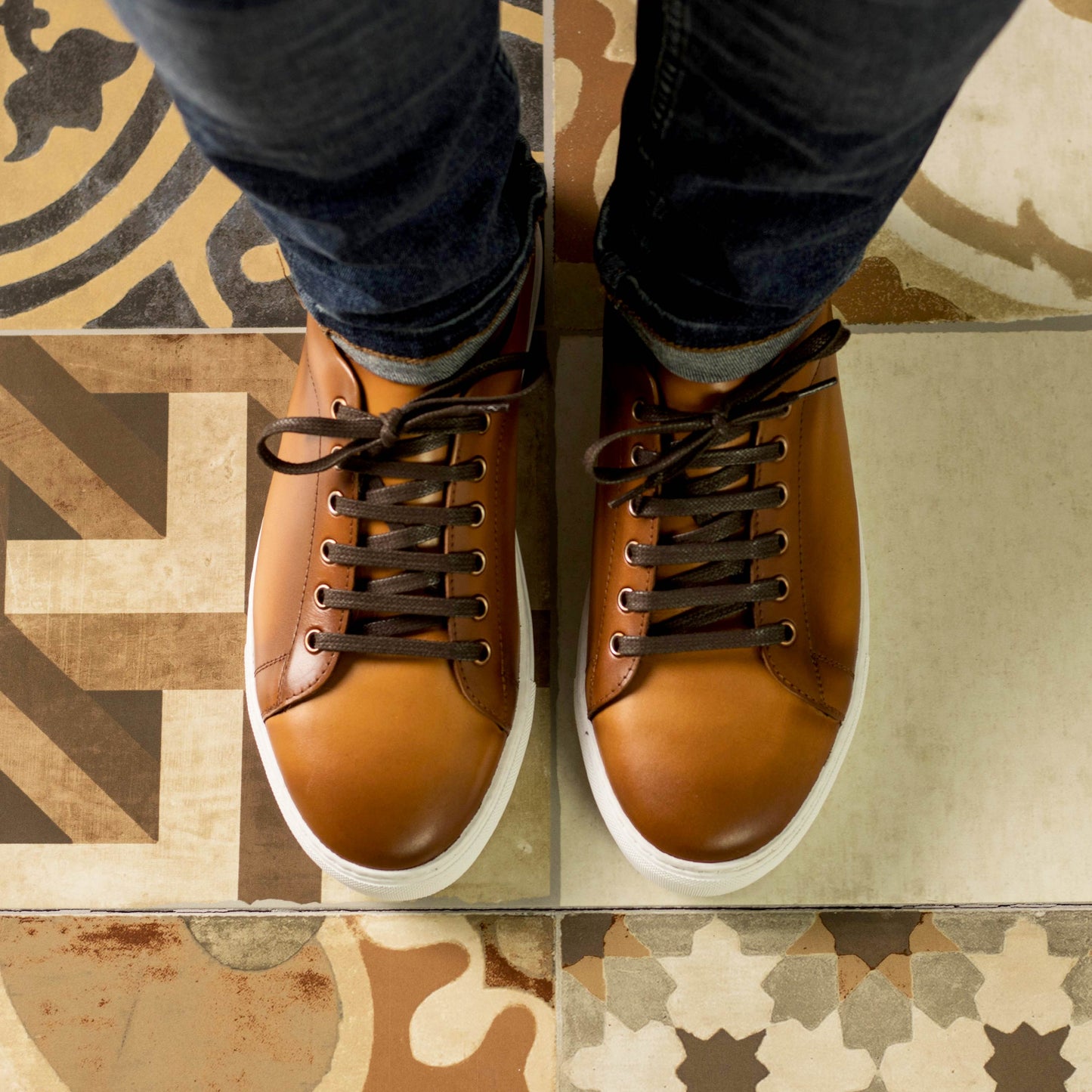 Leather Trainer │Cognac Painted Calf