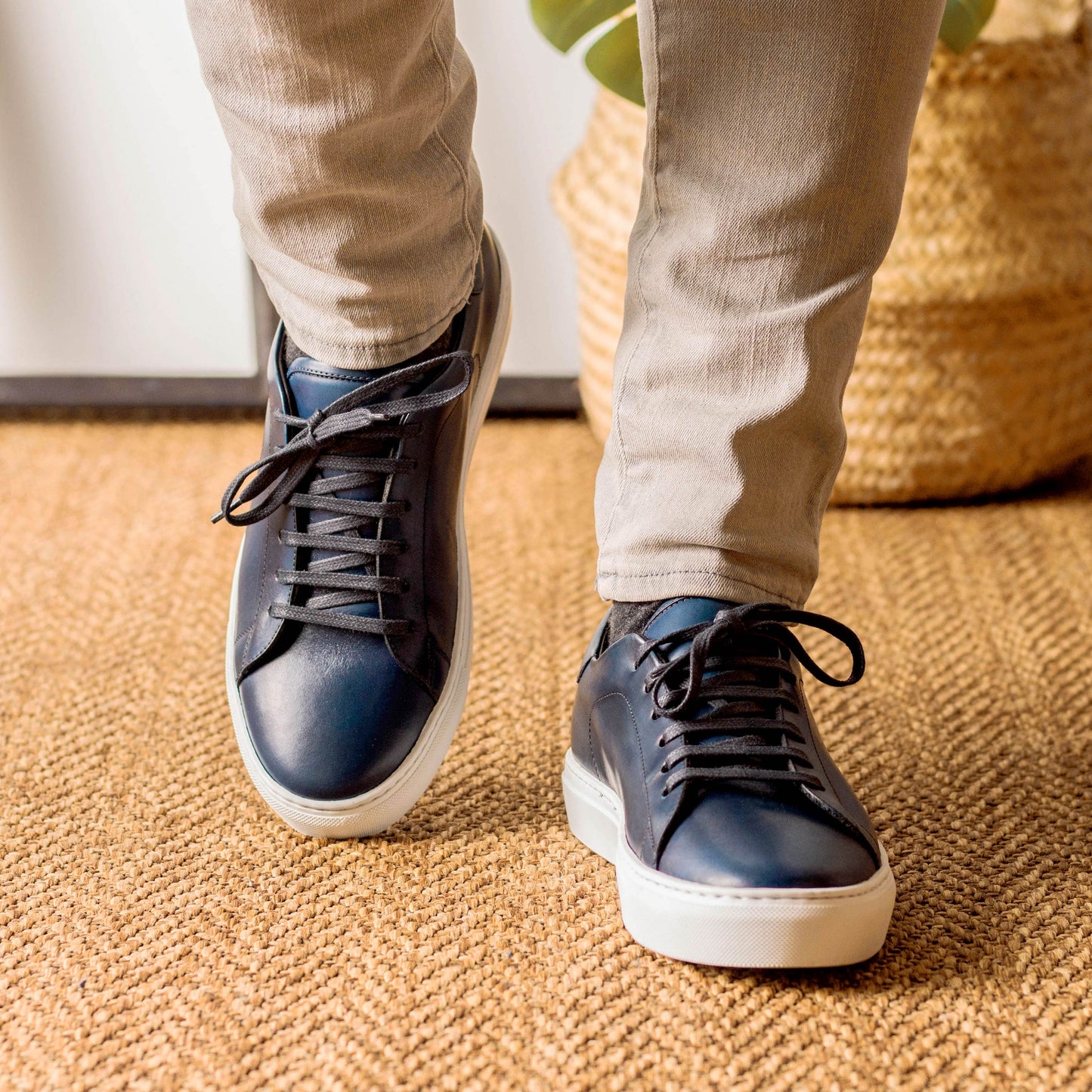 Leather Trainer │ Navy Painted Calf