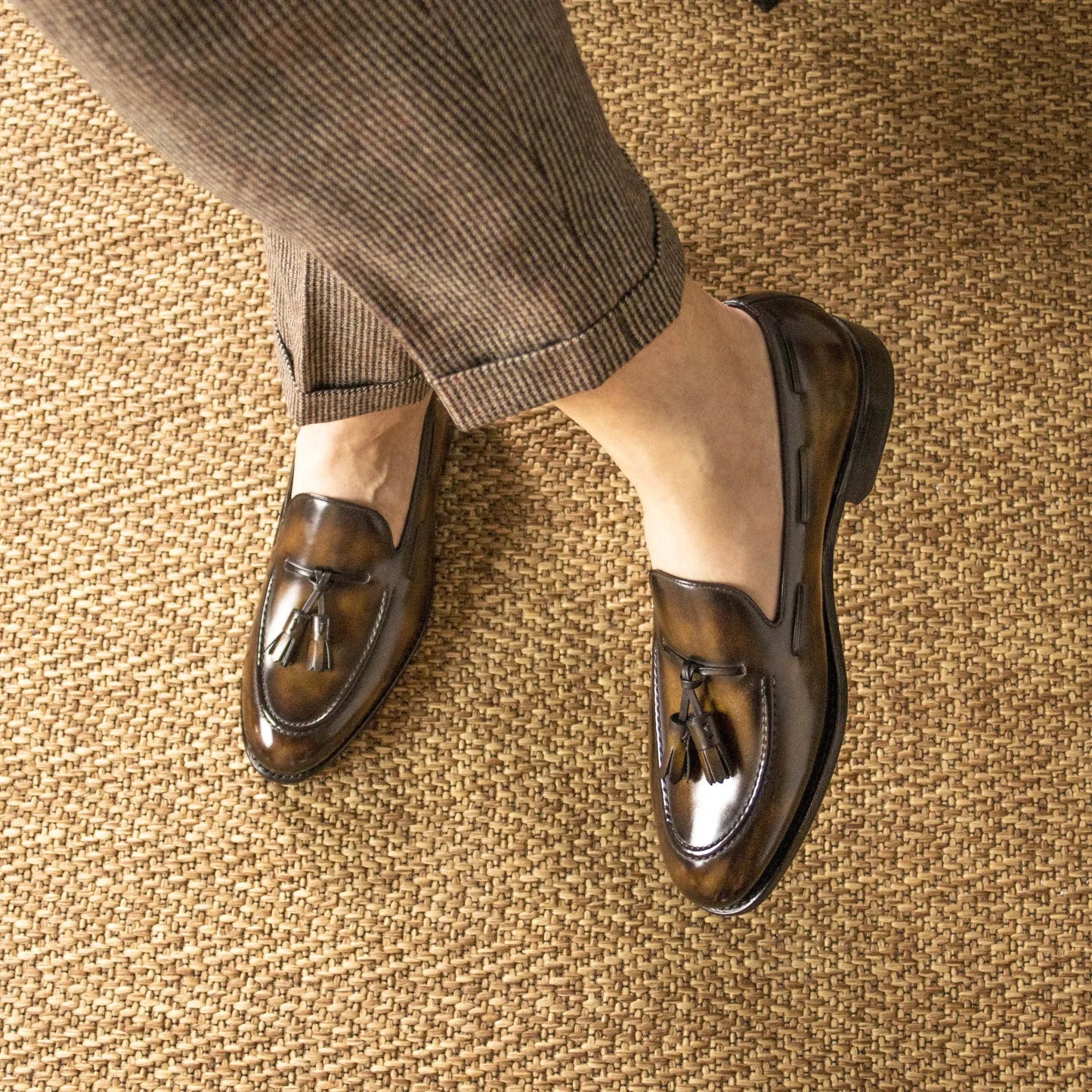 Leather Boat Loafer Zurigo │ Tobacco Patina & Tassels - Brown Soles