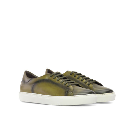Leather Trainer │ Olive Painted Calf
