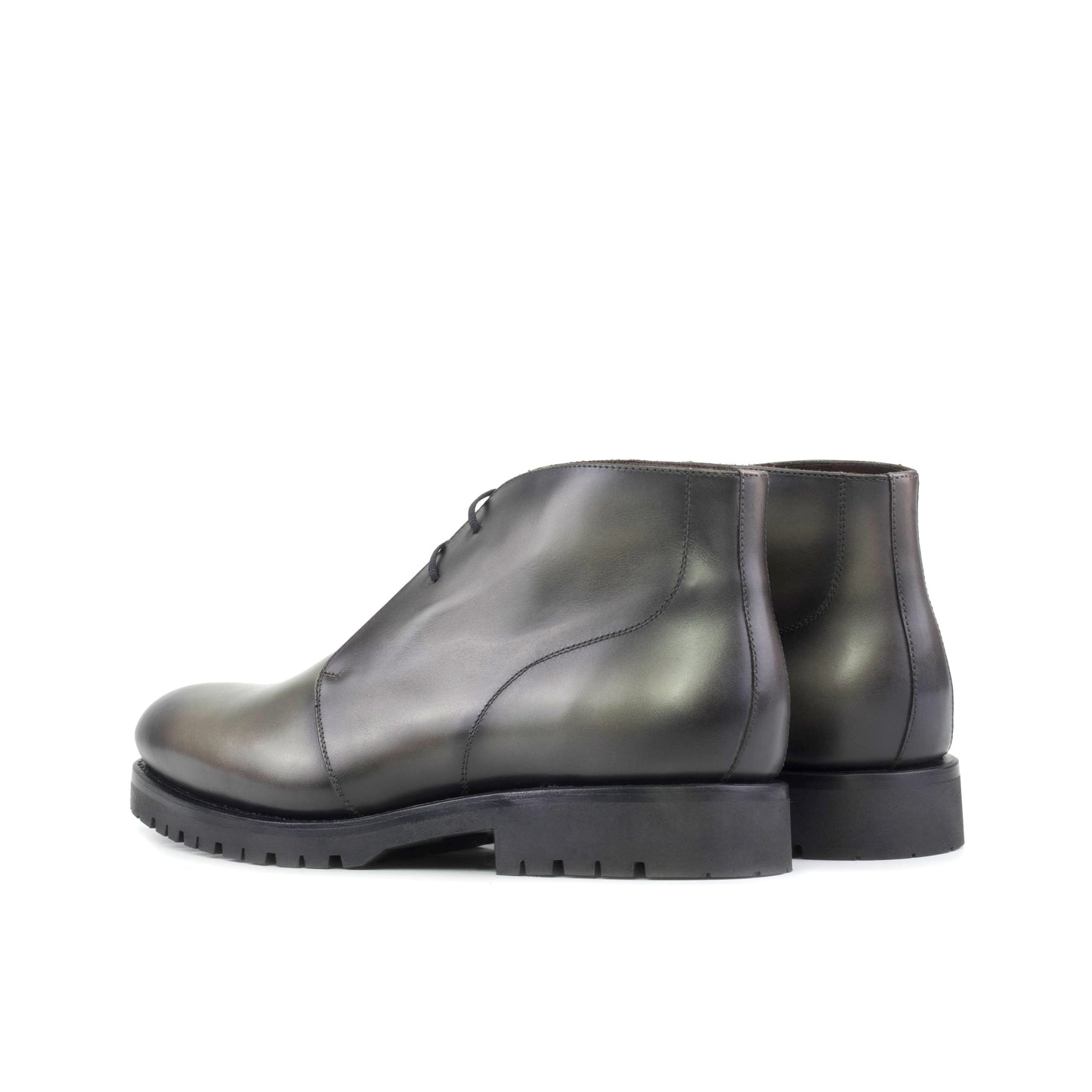 Leather Chukka Zurigo │ Grey-Khaki Burn-Effect - Commando Soles