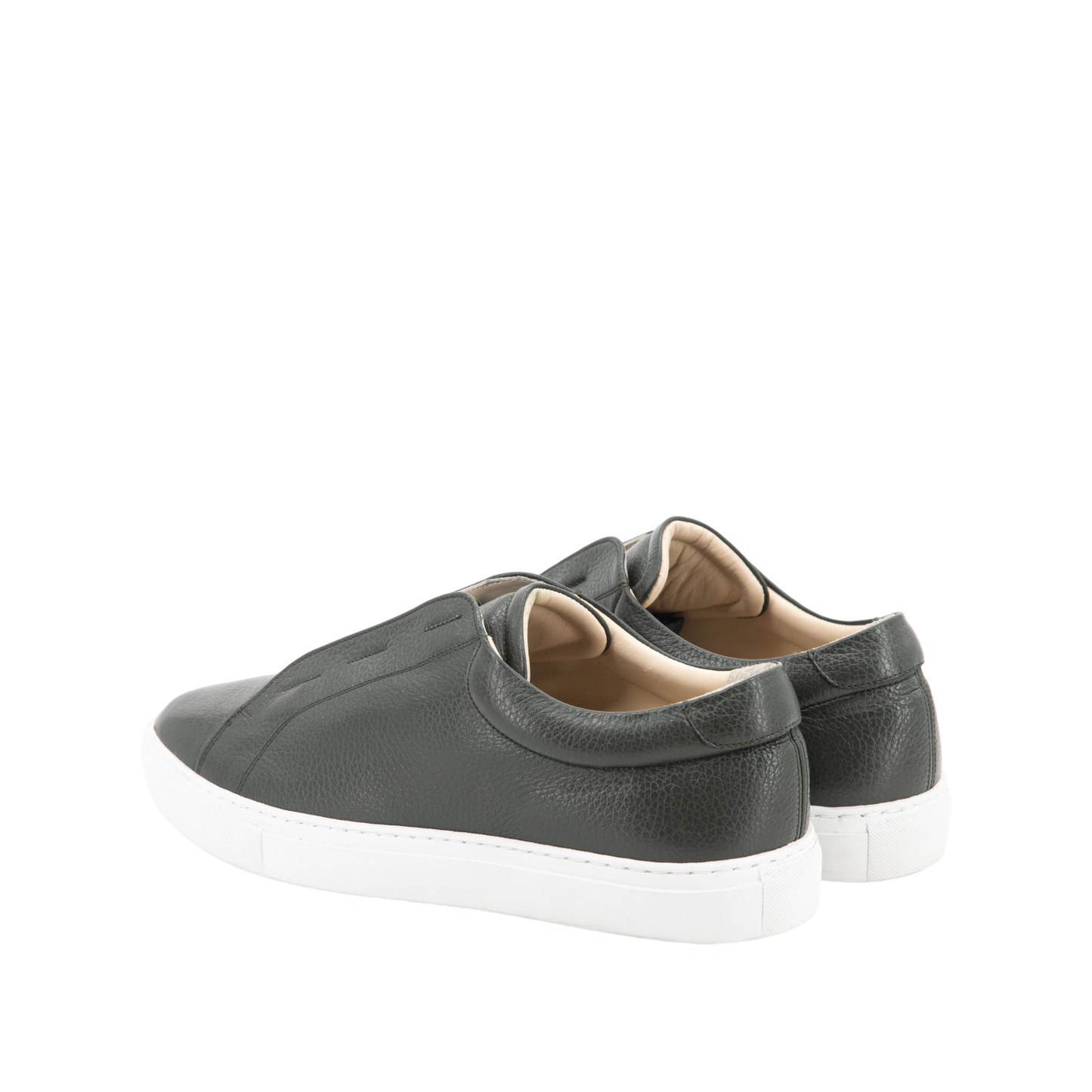Grain Leather Laceless Trainer │ Olive