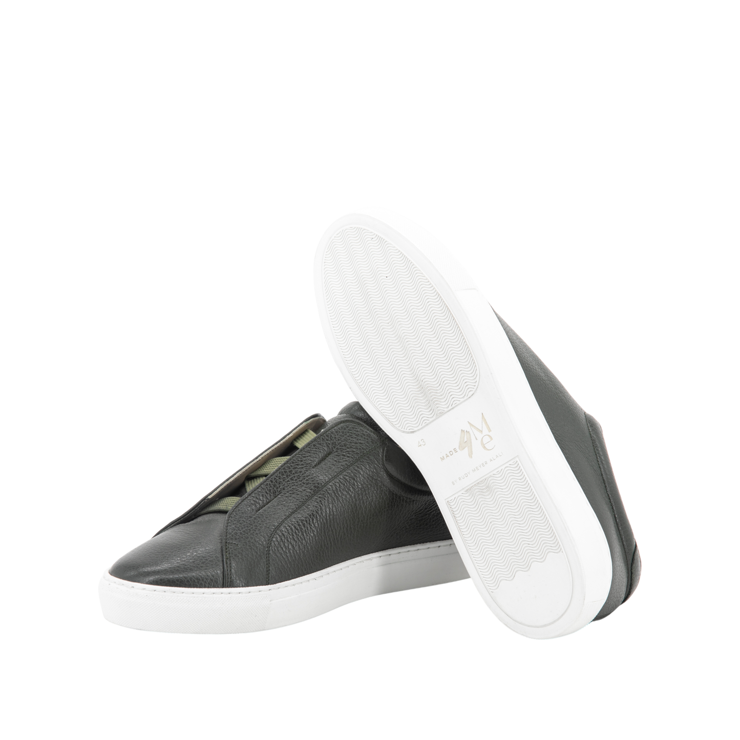 Grain Leather Laceless Trainer │ Olive