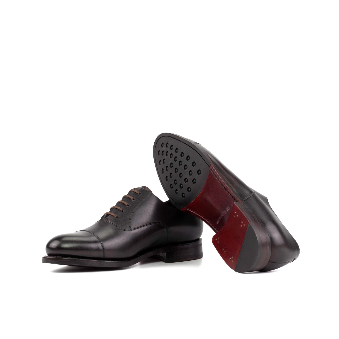 Leather Oxford Zurigo │ Black - Dark Brown Laces - Burgundy Soles