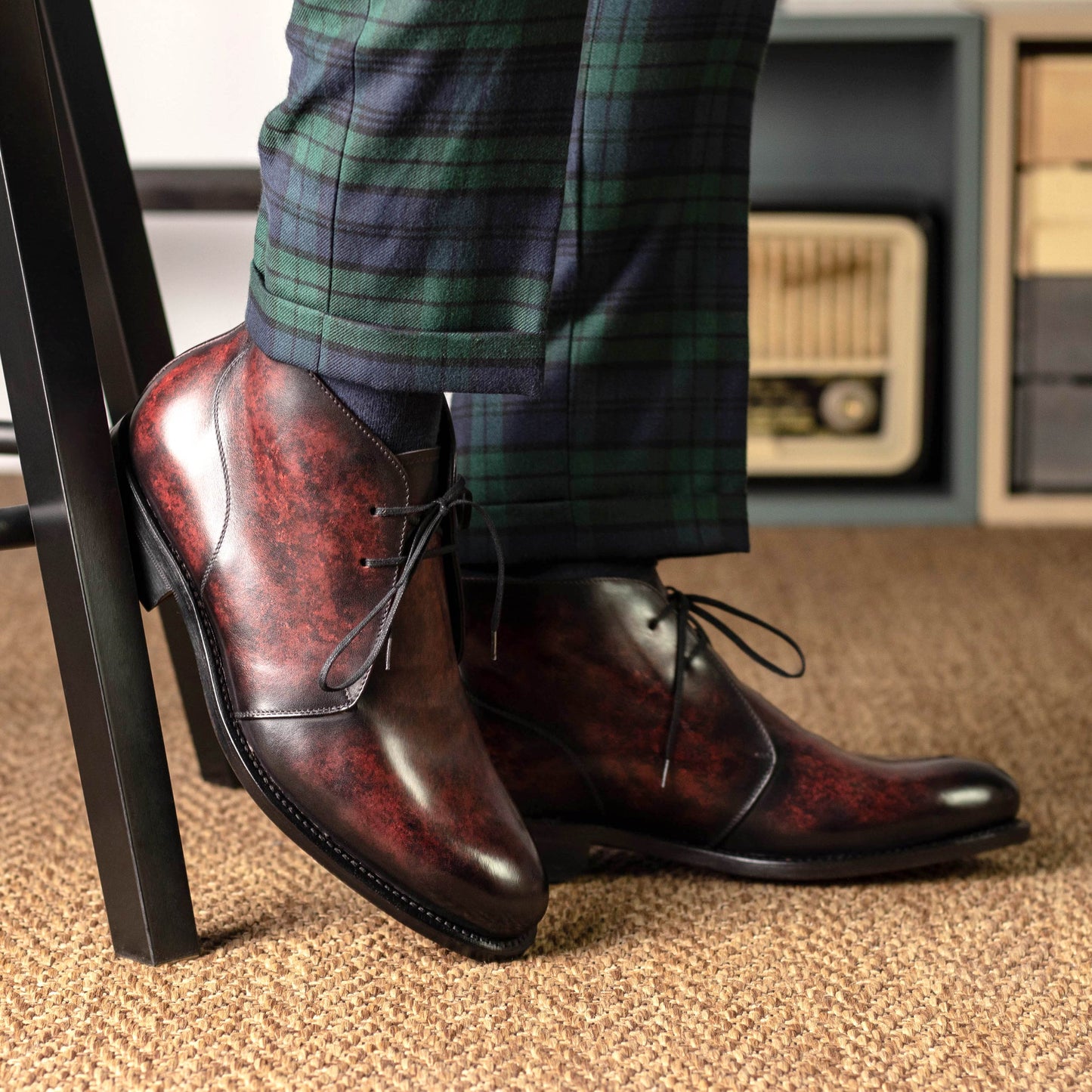 Chukka burgundy patina