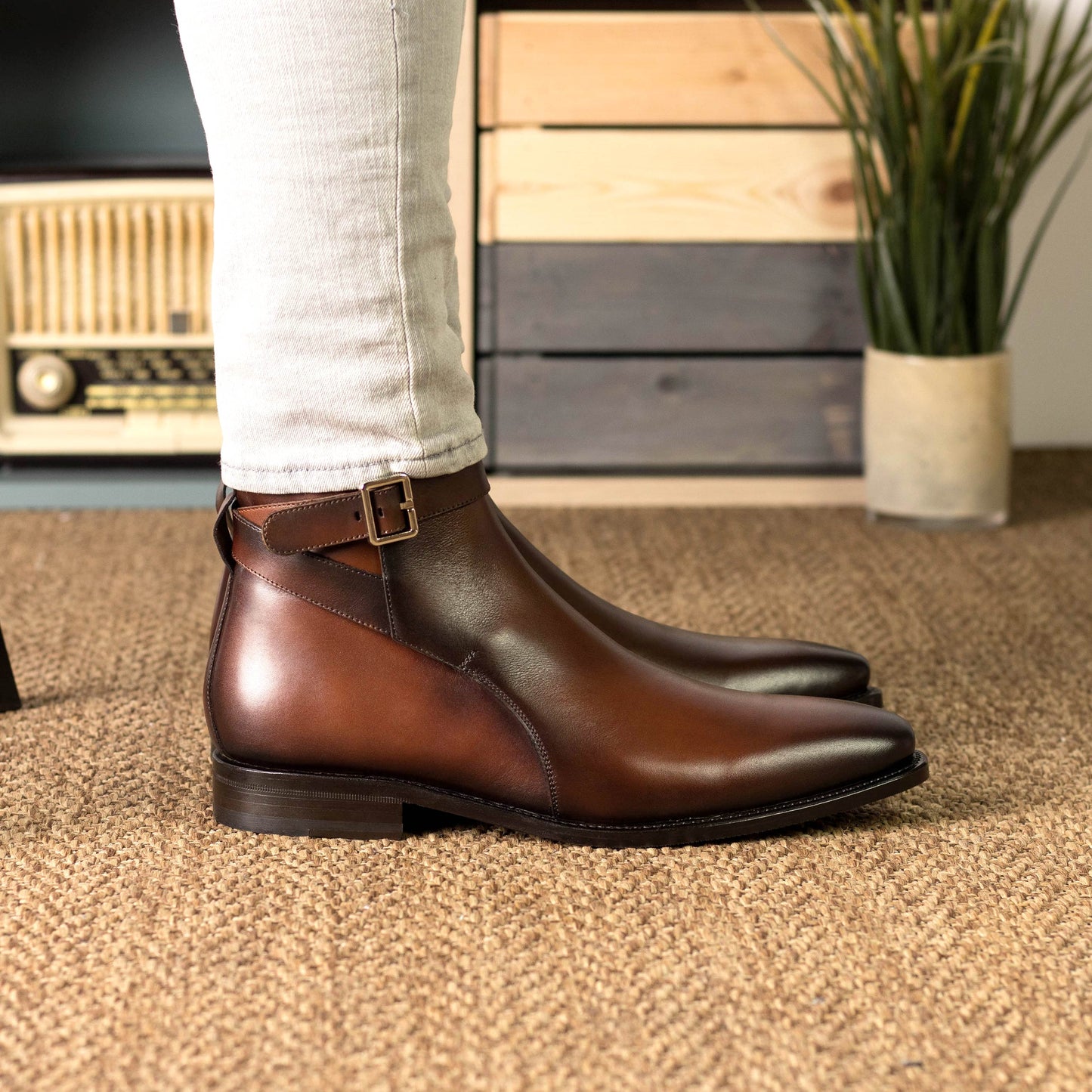 Leather Jodhpur Monti │ Wood Brown Burn-Effect