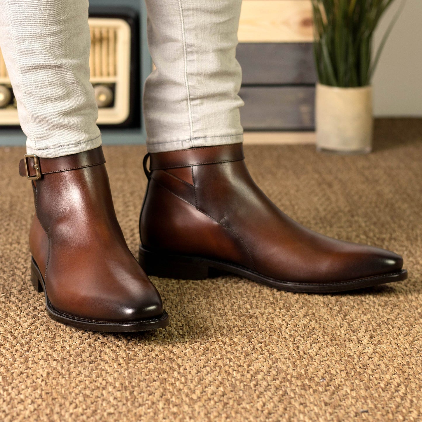 Leather Jodhpur Monti │ Wood Brown Burn-Effect