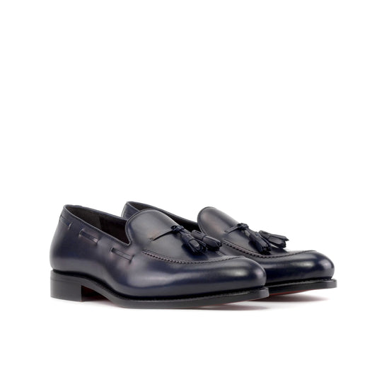 Leather Boat Loafer Zurigo │ Navy & Tassels - Red Soles