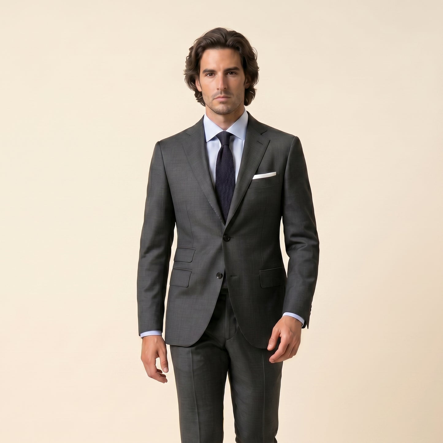 Notch Lapel, Suit 2 pcs, Dark Grey, Pure Wool, Super 110'S, Reda