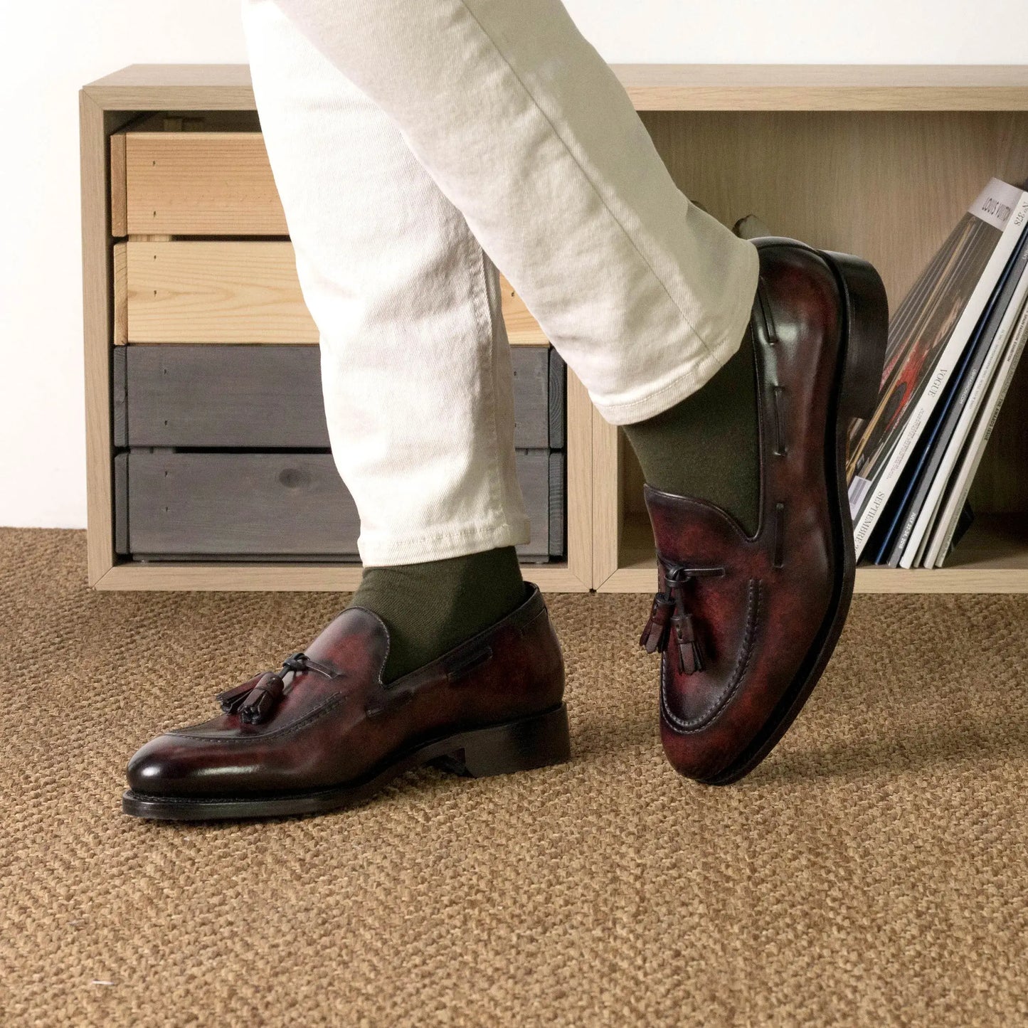Leather Boat Loafer Zurigo │ Burgundy Museum Patina