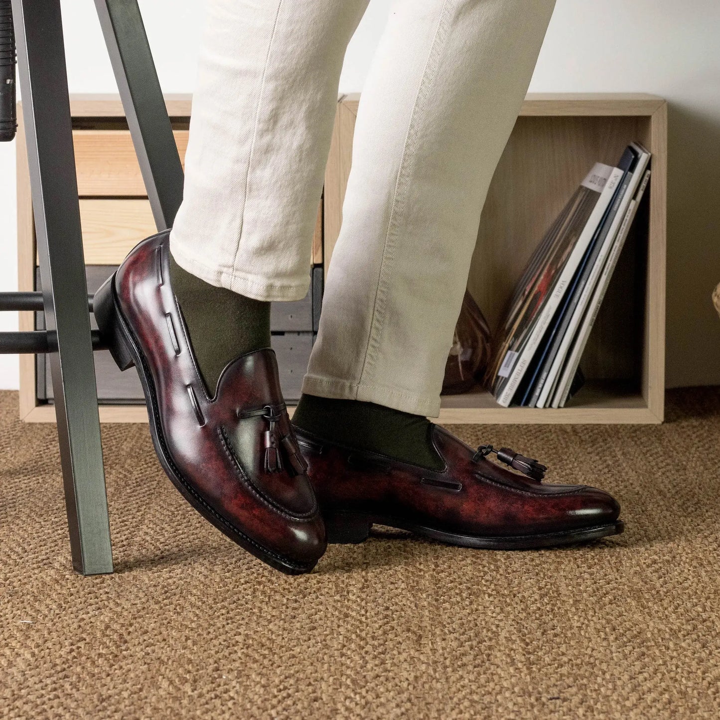 Leather Boat Loafer Zurigo │ Burgundy Museum Patina