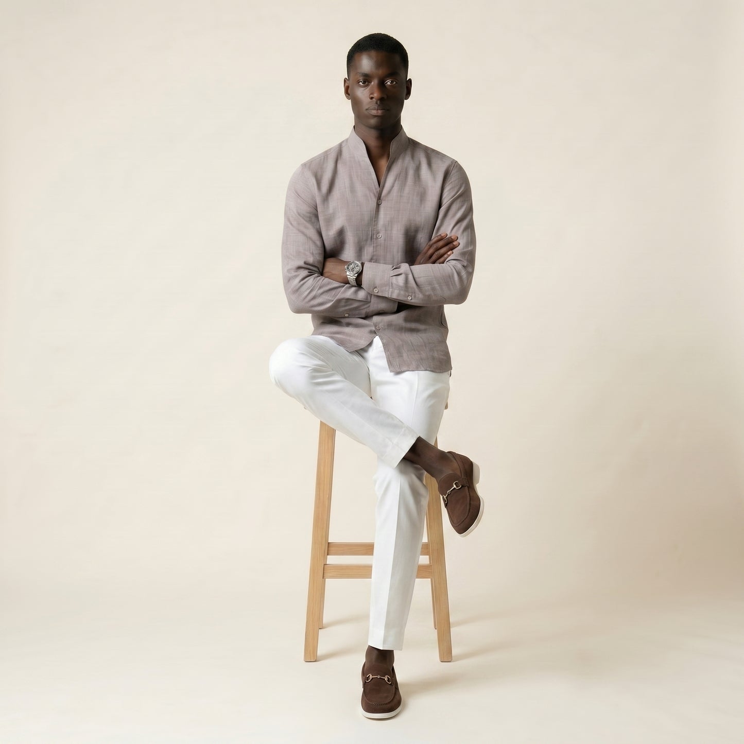 Shirt, Brown, Pure Linen