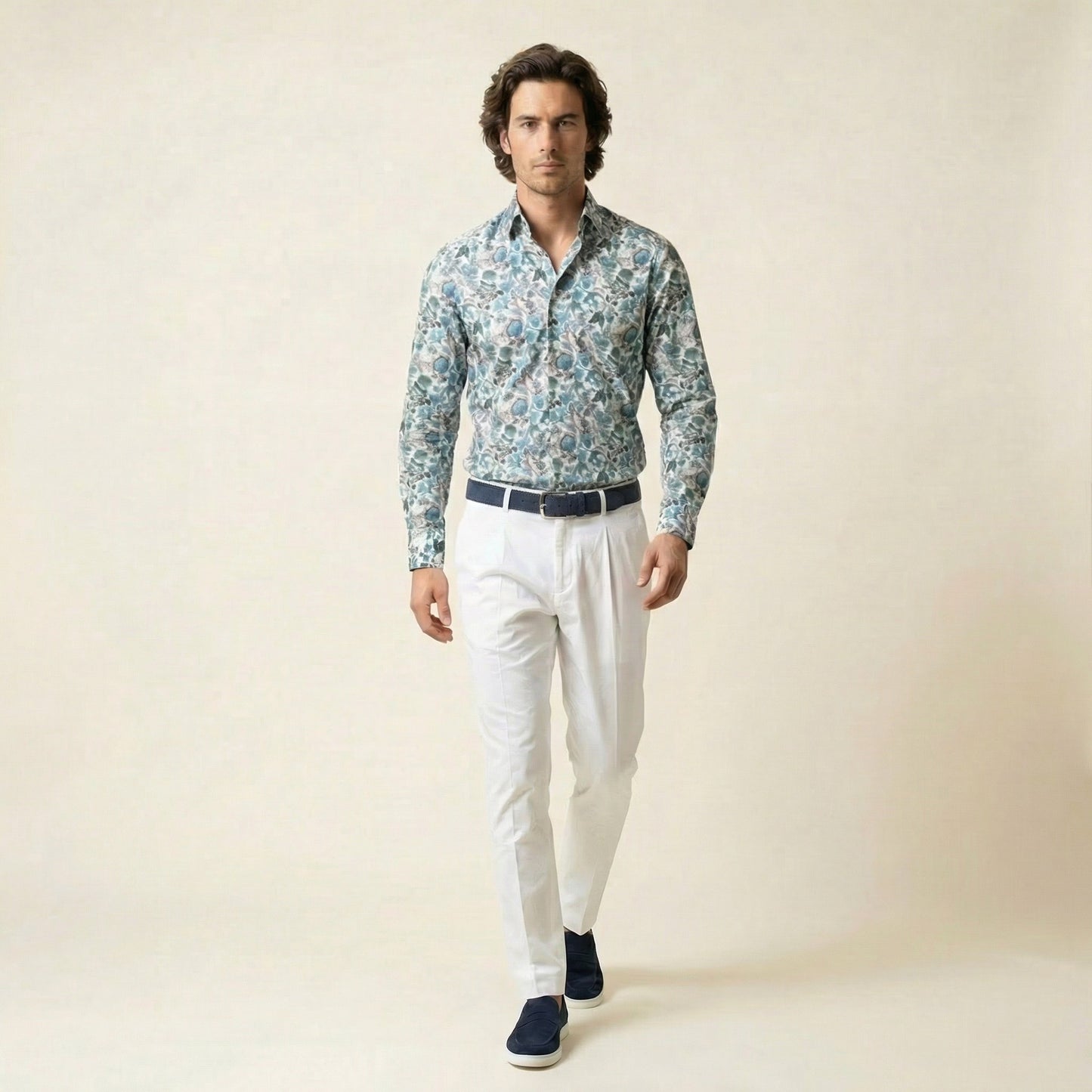 Shirt, Popelin Green Flowers, Pure Cotton, Liberty