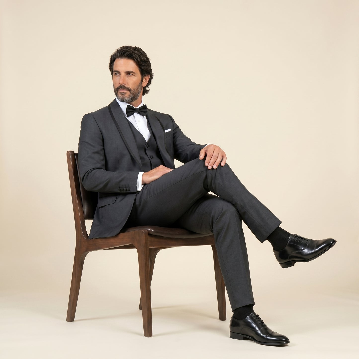 Shawl Satin Lapel, Grey, Tuxedo 2pcs, Pure Wool, Super 110's, Reda