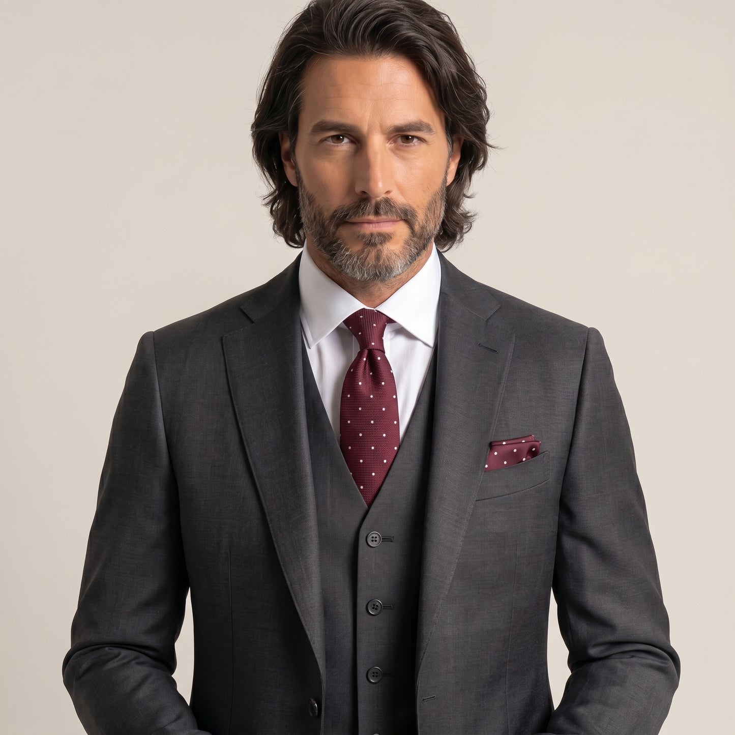 Peak Lapel, Anthracite Suit 2pcs, Super 150'S Loro Piana Australis