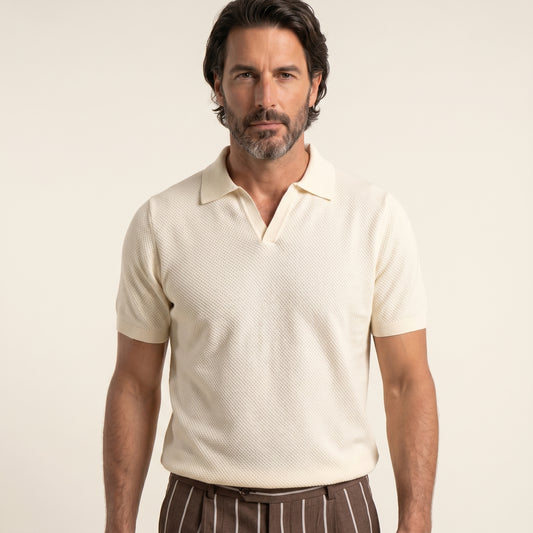Buttonless Polo Cotton Crepe │ Vanilla