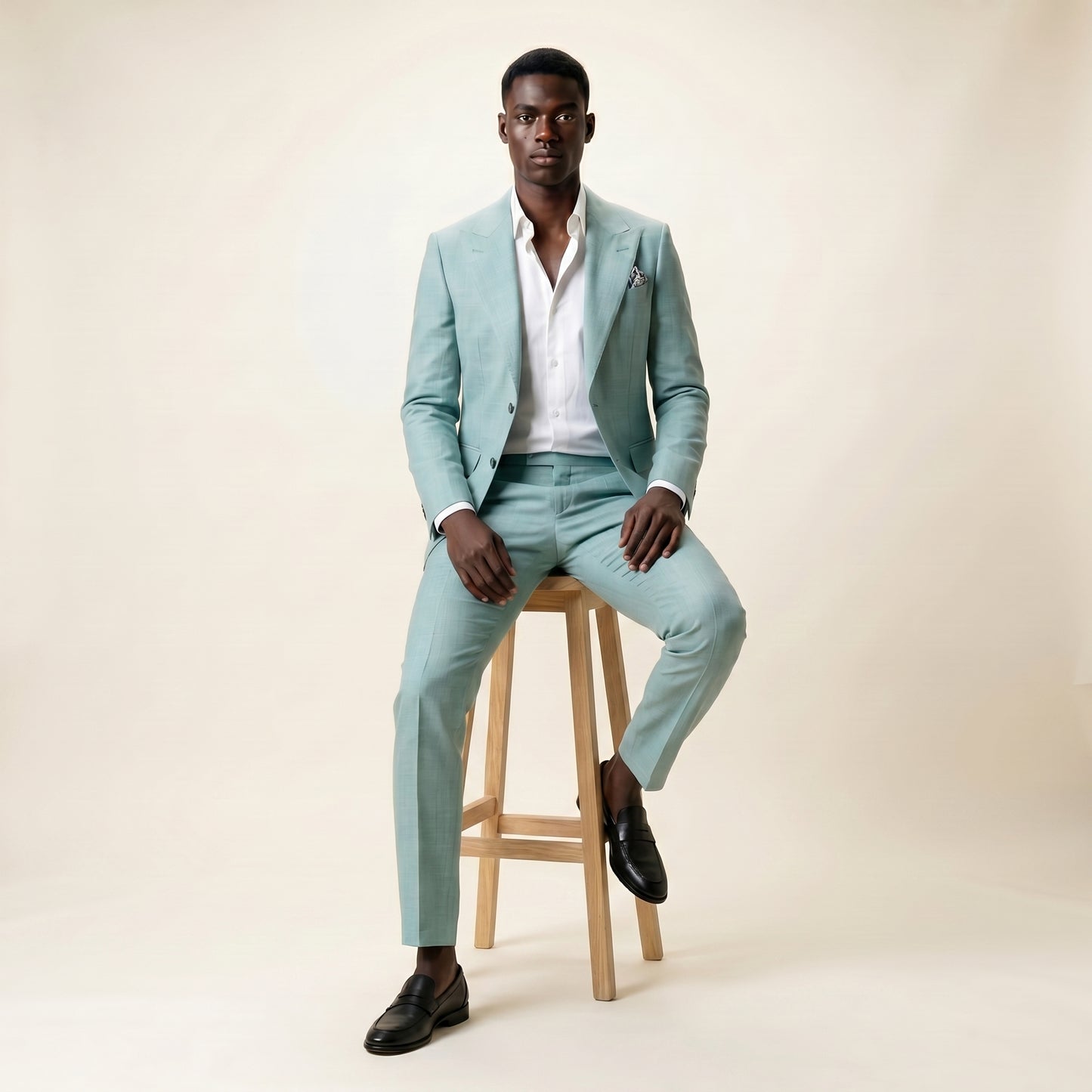 Peak Lapel, 2 pcs suit, Pastel Blue, Pure Wool, Vitale Barberis