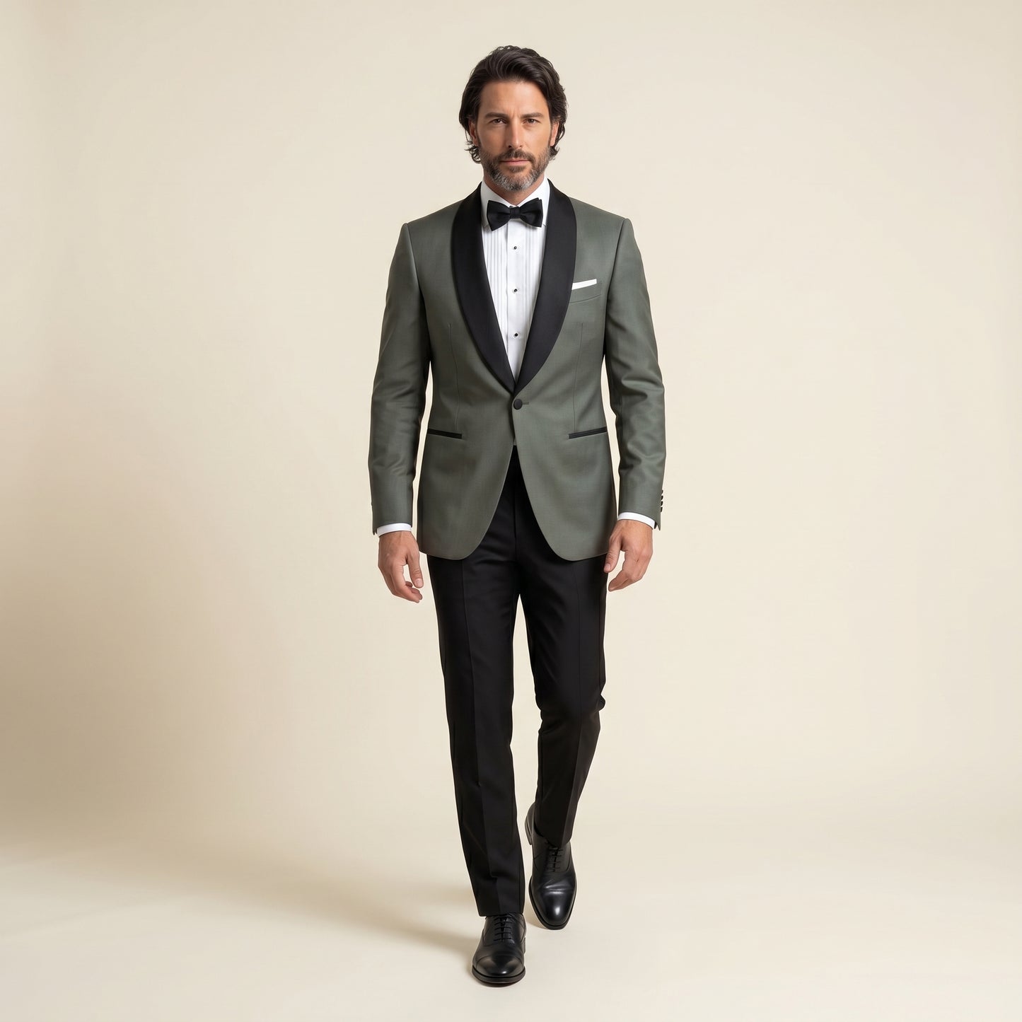Shawl Satin Lapel, Grey, Tuxedo Jacket, Pure Wool Super 110's, Reda