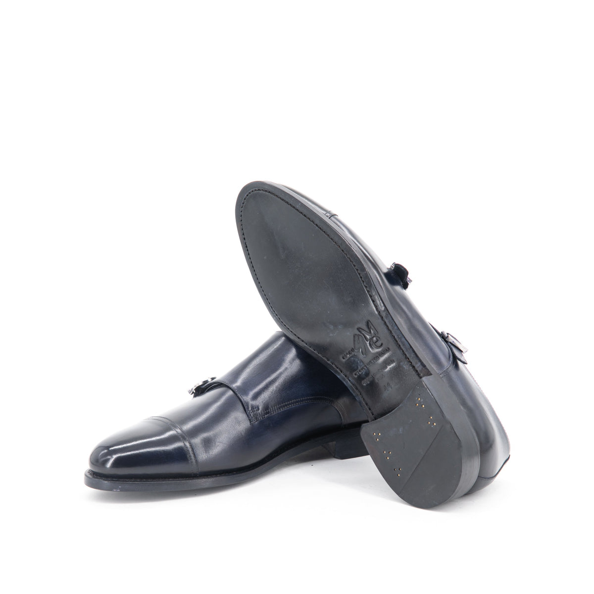 Leather Double Monk Zurigo Dark Navy Purple Patina - view 3