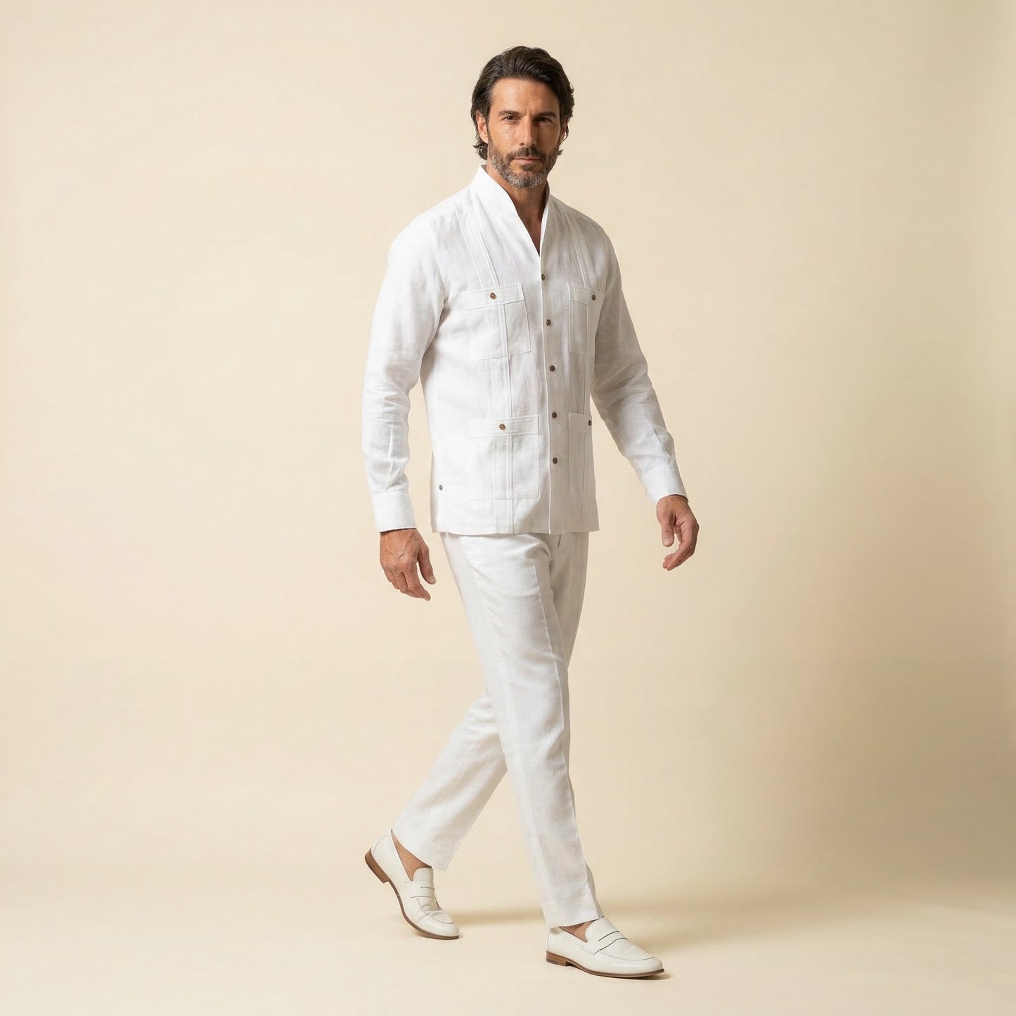 Cuban Shirt, White, Pure Linen