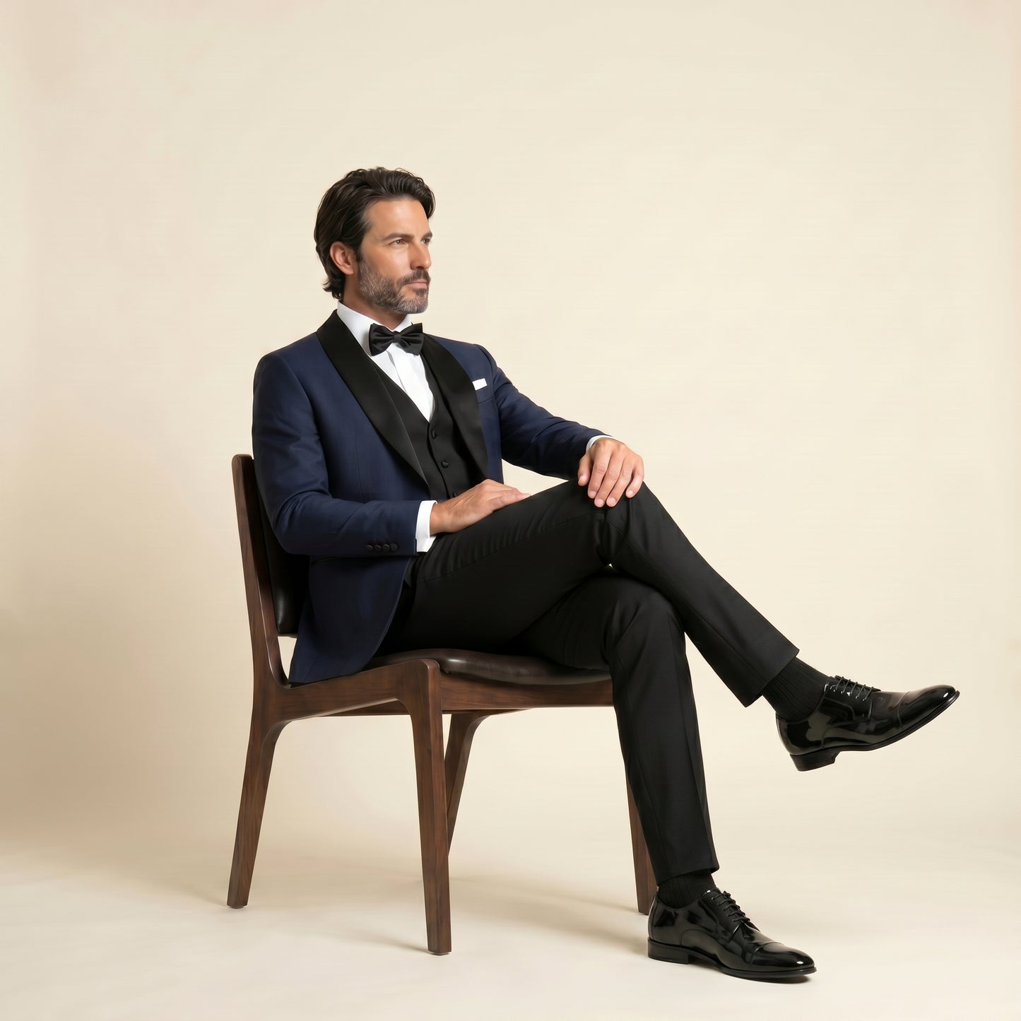 Shawl Lapel, Navy, Tuxedo Jacket, Wool & Elastane, Zignone
