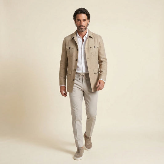 Safari Jacket, Beige, Cotton, Duca Visconti