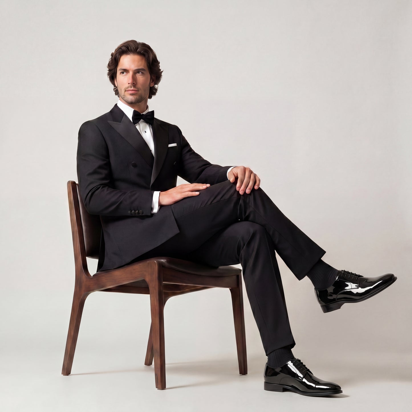 Peak Lapel, Black, Tuxedo 2 pcs, Wool & Elastane, Zignone