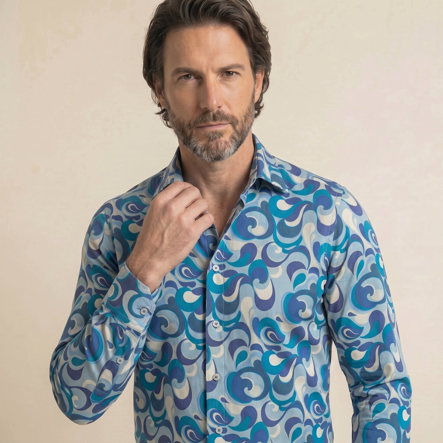 Shirt, Multicolor, Narciso Silk II, Pure Silk, Carnet