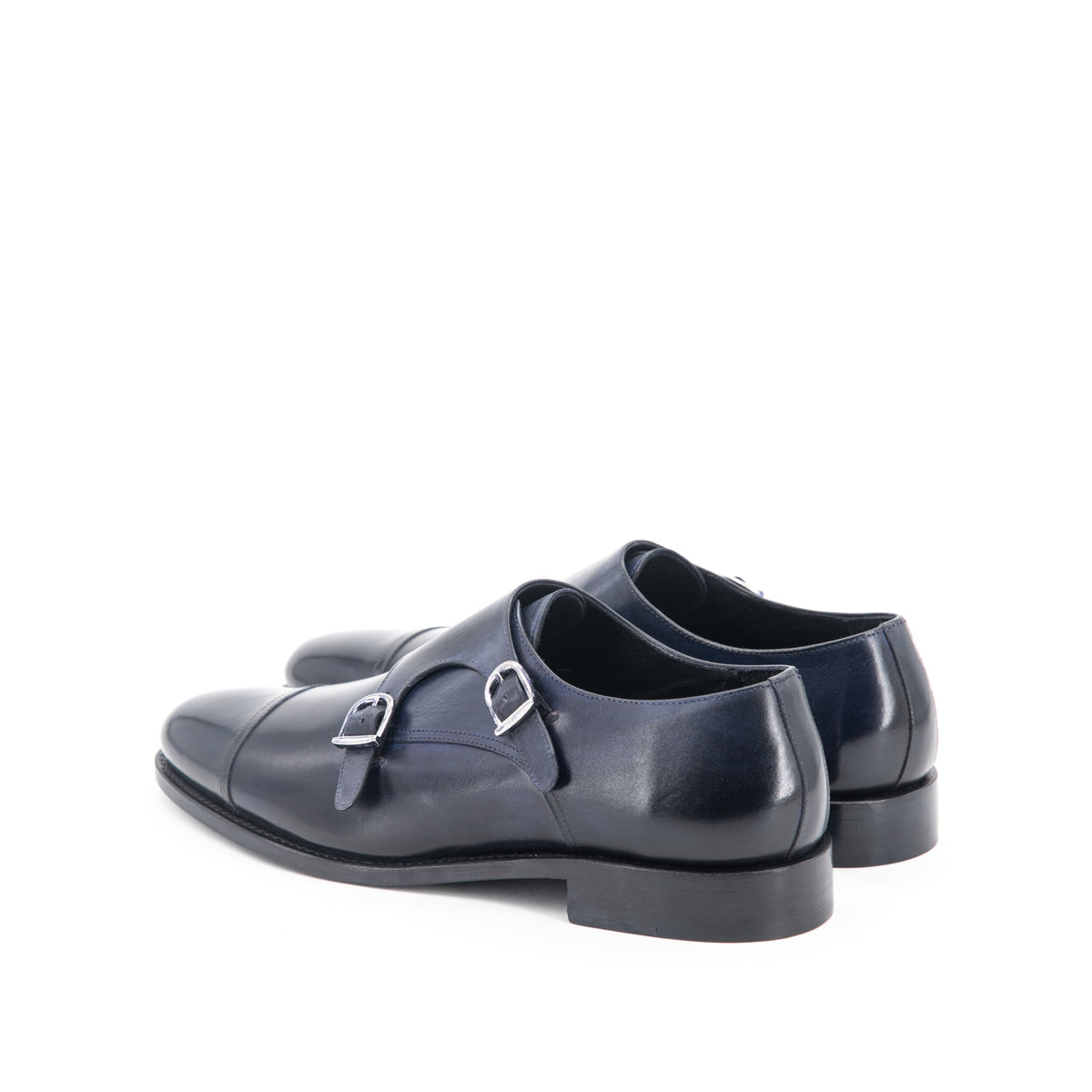 Leather Double Monk Zurigo Dark Navy Purple Patina - view 2