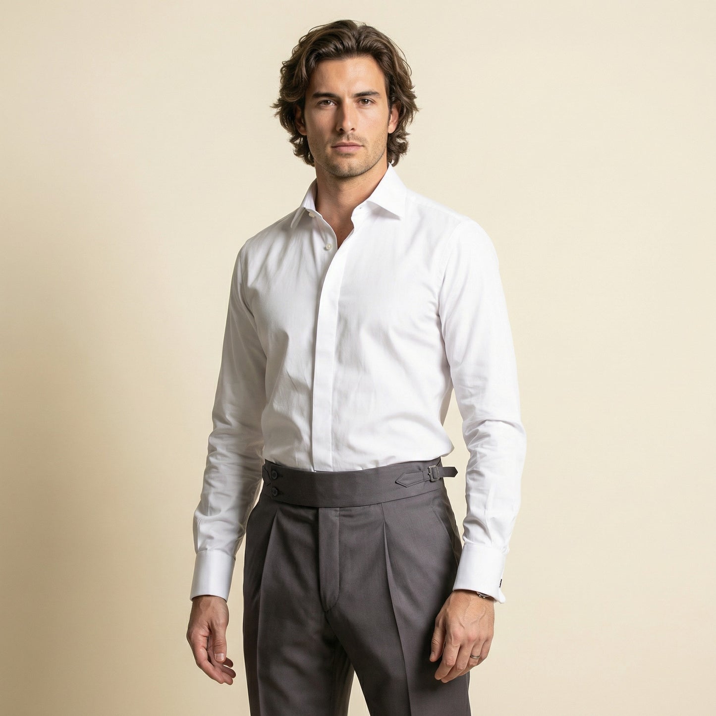 Shirt, White Poplin, Pure Cotton, Thomas Mason