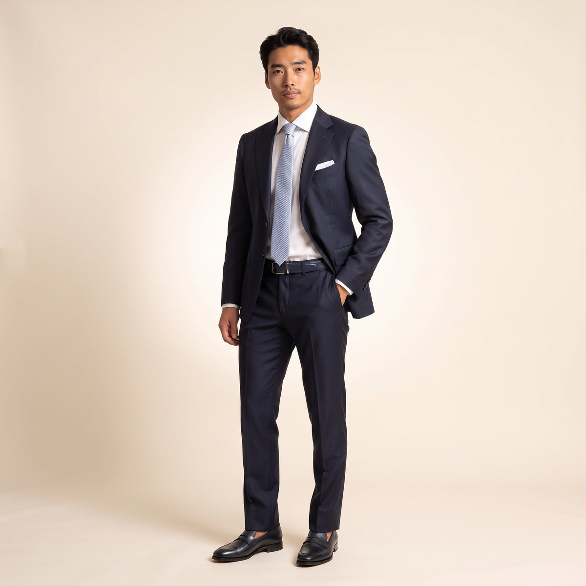 Notch Lapel, 2 pcs Suit, Navy, Pure Wool, Loro Piana Australis Super 150's