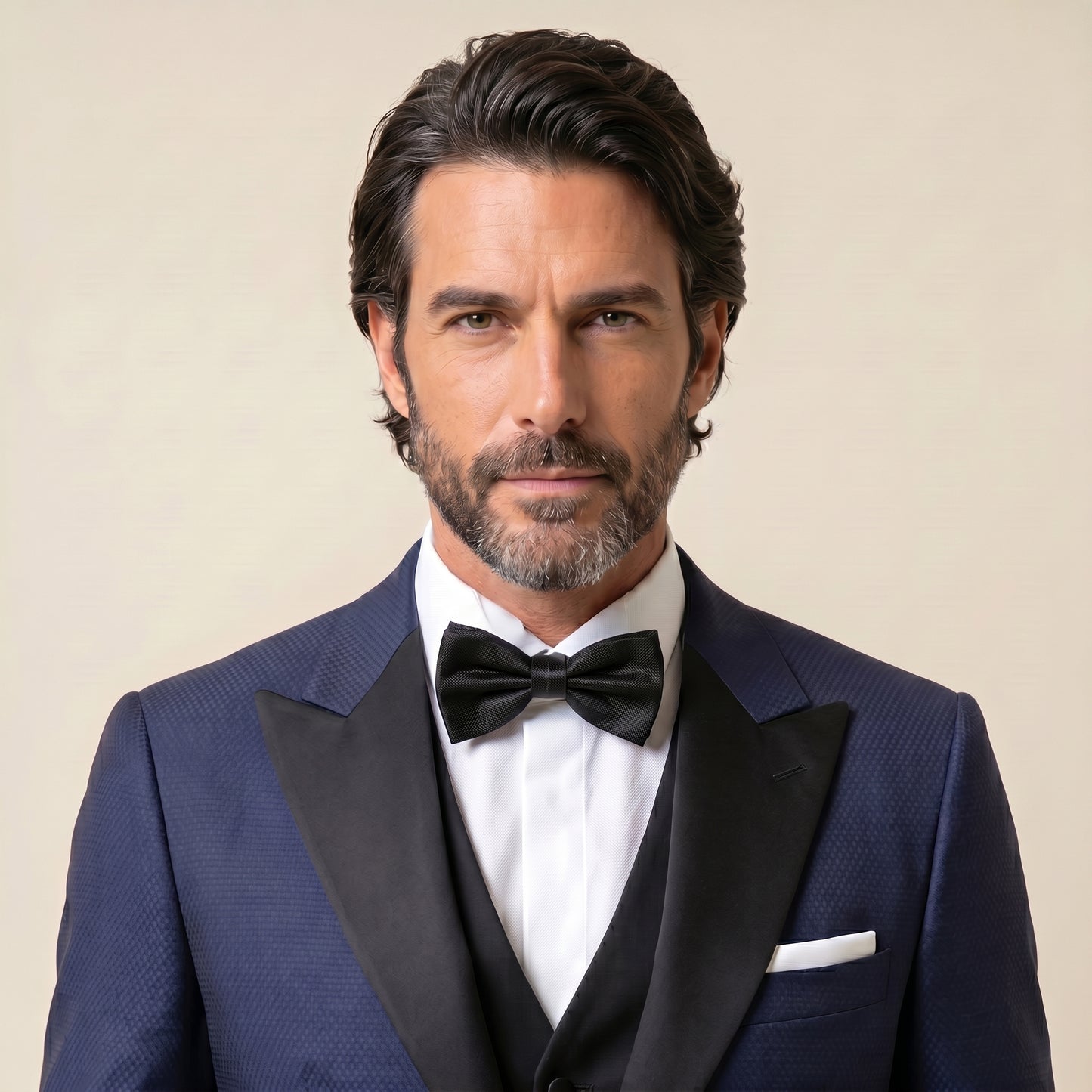 Peak 1/2 Satin Lapel, Royal Blue, Tuxedo Dinner Jacket, Wool & Silk, Caccioppoli