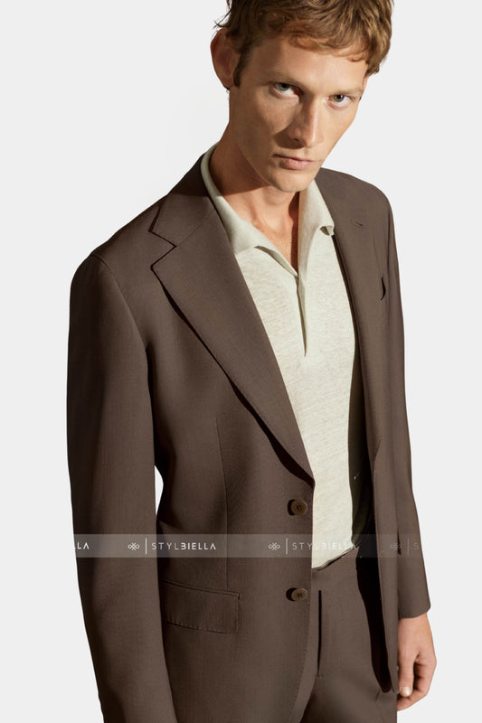 Notch Lapel, Brown, Expedition Suit, Stylbiella