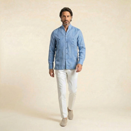 Cuban Shirt, Linen Intense Blue, Pure Linen, Anil