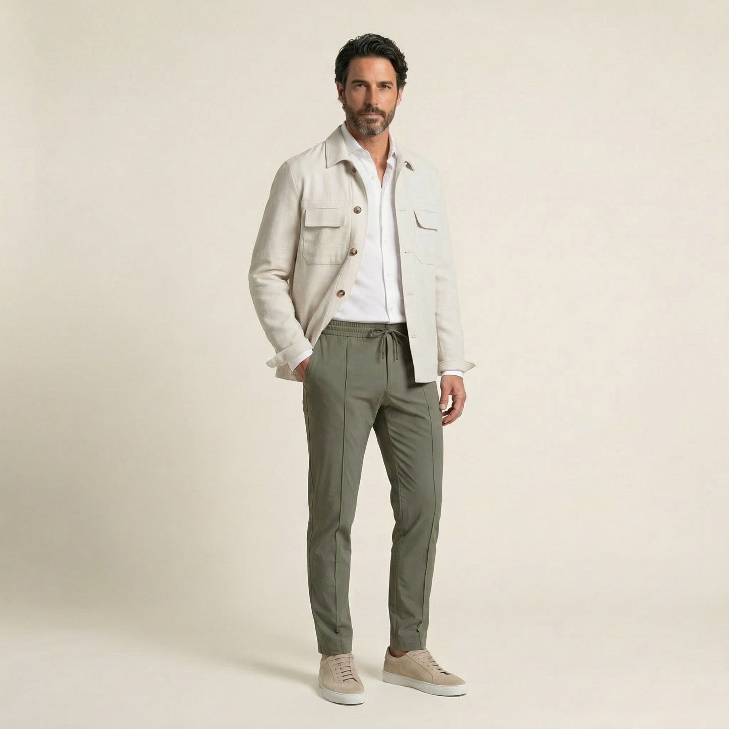 Work Jacket, Beige, Japanese Tec fabric