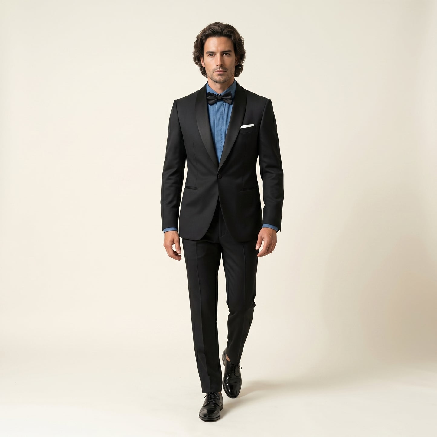 Shawl Satin Lapel, Black, Tuxedo 2 pcs, Wool & Silk, Zignone